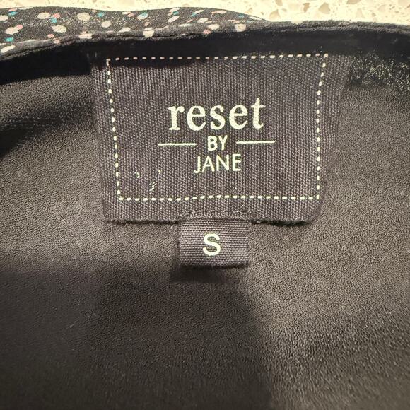 Reset by Jane Black Polka Dot Long Sleeve Mini Dress V Neck Fit Flare Boho Fall - Picture 8 of 11